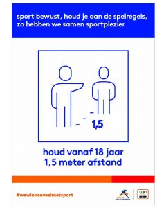 NOC*NSF Sportprotocol 'houd vanaf 18 jaar 1,5 meter afstand'