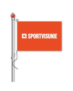 Sportvisunie vlag 100x150cm - Oranje achtergrond met witte tekst