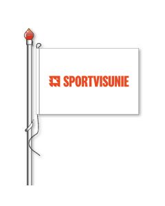Sportvisunie vlag 100x150cm - Witte achtergrond met oranje tekst