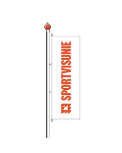 Sportvisunie banier 100x300cm - Witte achtergrond met oranje tekst