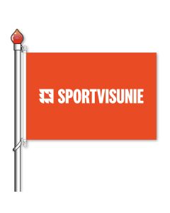 Sportvisunie vlag 150x225cm - Oranje achtergrond met witte tekst
