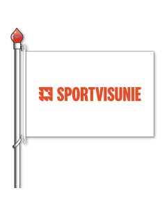 Sportvisunie vlag 150x225cm - Witte achtergrond met oranje tekst