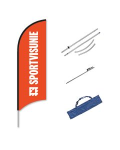 Sportvisunie beachflag 90x280cm complete set - Oranje achtergrond met witte tekst