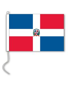 Tafelvlag Dominicaanse Republiek met wapen 10x15 cm