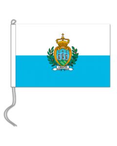 Tafelvlag San Marino met wapen 10x15cm