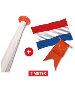 Vlaggenmast aanbieding complete set - mast 7 meter + vlag en wimpel