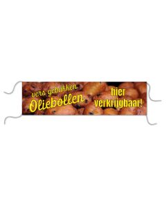 Spandoek 80x300cm "Oliebollen, vers gebakken"