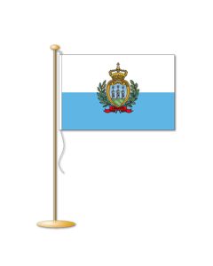 Tafelvlag San Marino met wapen 10x15cm